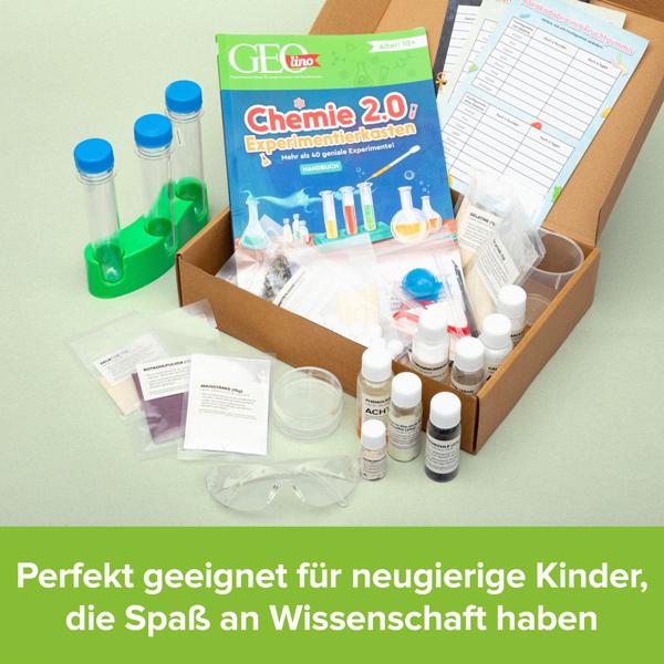 GEOlino Chemie 2.0 Experimentierkasten - 40 sichere Experimente für Kinder ab 10 Jahren, inkl. Handbuch