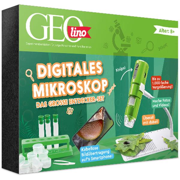 GEOlino Digitales Mikroskop - Digitalmikroskop für Kinder ab 8 Jahren, 1000-fache Vergrösserung, inkl. Zubehör & Forscherbuch