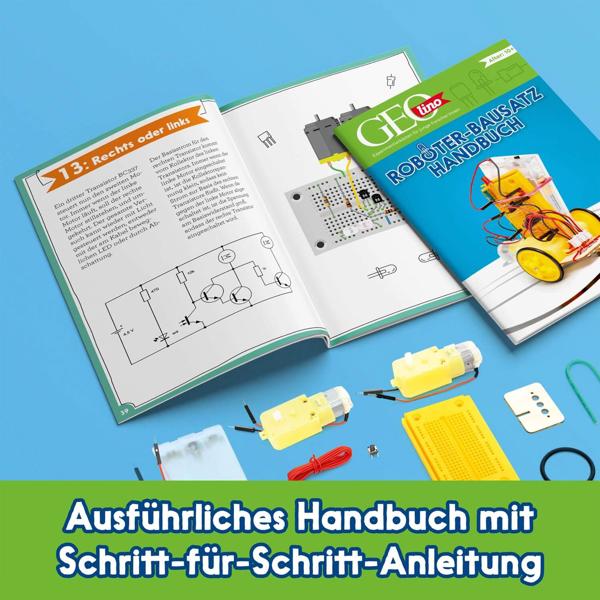 GEOlino Roboter-Bausatz - Elektronik Set für Kinder ab 10 Jahren, Roboter ohne Löten bauen, inkl. bebilderter Anleitung, MINT
