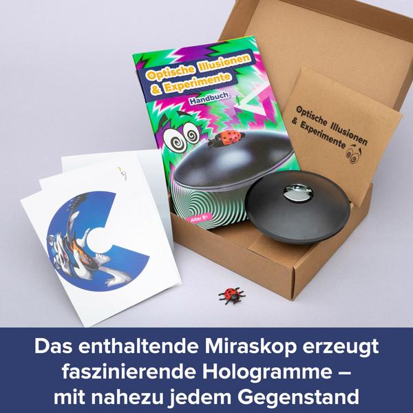 Optische Illusionen und Experimente - Lernspielzeug Optik Baukasten inkl. Miraskop für faszinierende Hologramme, ideales Geschenk für junge Entdecker