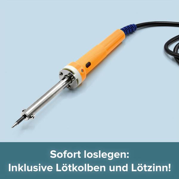 Roboter-Lötwerkstatt Komplettset: Spannender Lernbausatz für Anfänger - Lötkolben, Lötzinn & Fährtenleser-Roboter – ab 14 Jahre