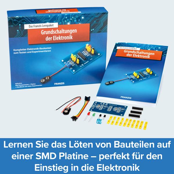 Lernpaket Grundschaltungen der Elektronik - Elektronik Bausatz Einsteiger Set - 12 Projekte, inkl. Bauteile, Platine & Handbuch