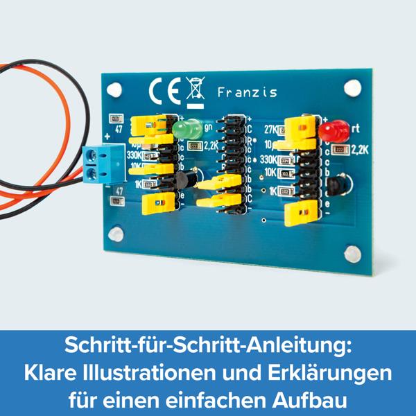 Lernpaket Grundschaltungen der Elektronik - Elektronik Bausatz Einsteiger Set - 12 Projekte, inkl. Bauteile, Platine & Handbuch