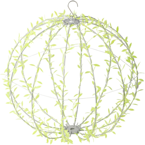 4er-Set Solar Leuchtkugel im Blätterdesign - Ø40cm Gartenkugel mit 144 warmweissen LEDs - IP44 Aussenleuchte inkl. Erdspiess, S-Haken und Solarpanel