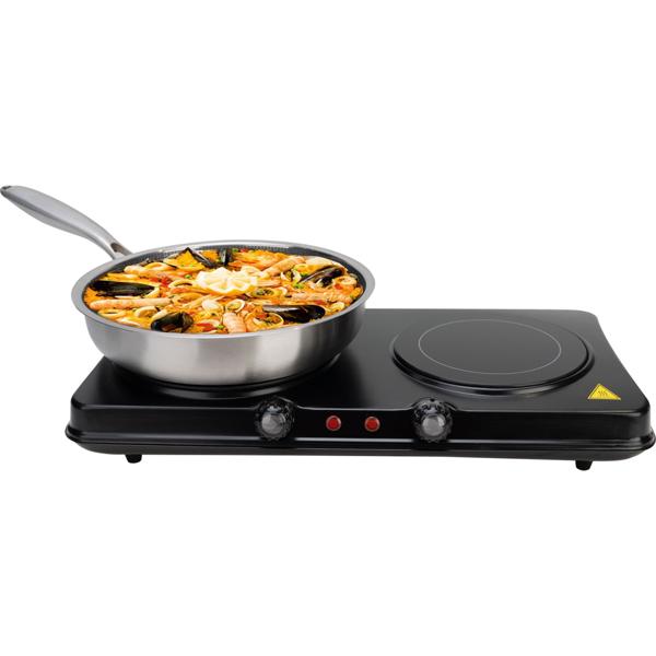 Glaskeramik Doppelkochplatte, 2 Kochfelder 16,4 & 18,8 cm, mobil - tragbar, 2.000 W, schnelles Aufheizen, ideal für Camping, Garten und Zuhause 