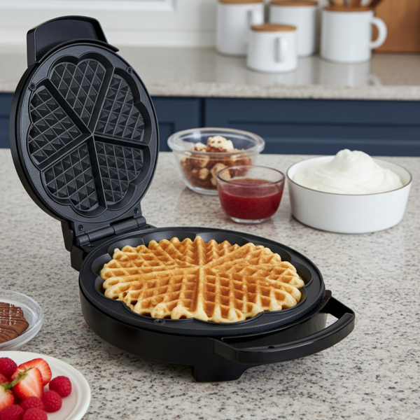 Herzform Waffeleisen aus Edelstahl, 1000 Watt: Für knusprige Perfektion. Waffelautomat für leckere Desserts & schnellen Backspass
