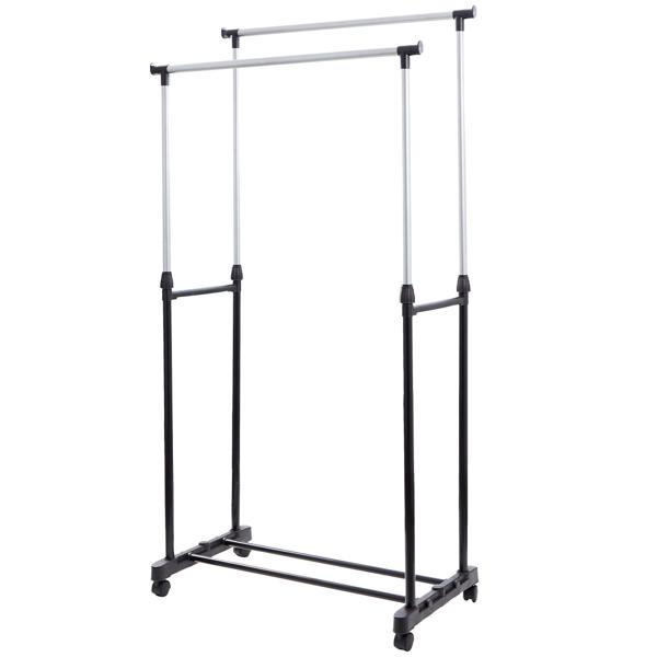 Verstellbarer Kleiderständer mit Doppel-Kleiderstange & Rollen - Ihr stabiler Helfer für mehr Platz und Ordnung. Praktische Lösung für Ihr Zuhause