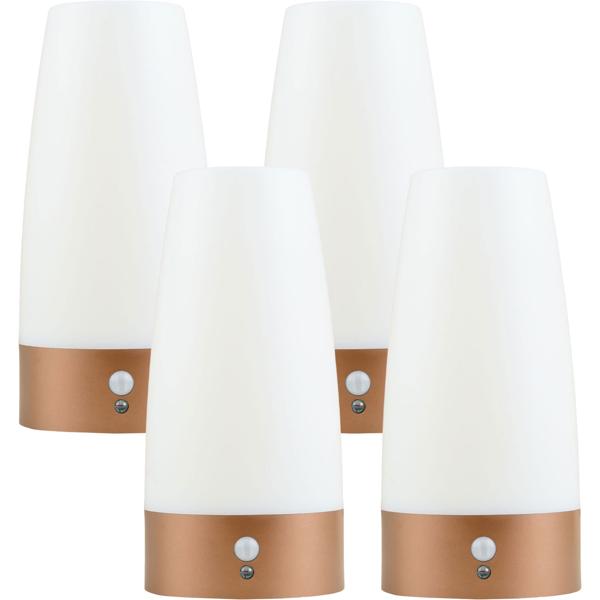 4er-Set Elegante LED-Tischlampe mit Bewegungsmelder – Kabellose Flurleuchte mit warmweissem Licht – Ideal als Nachtlicht im Schlafzimmer
