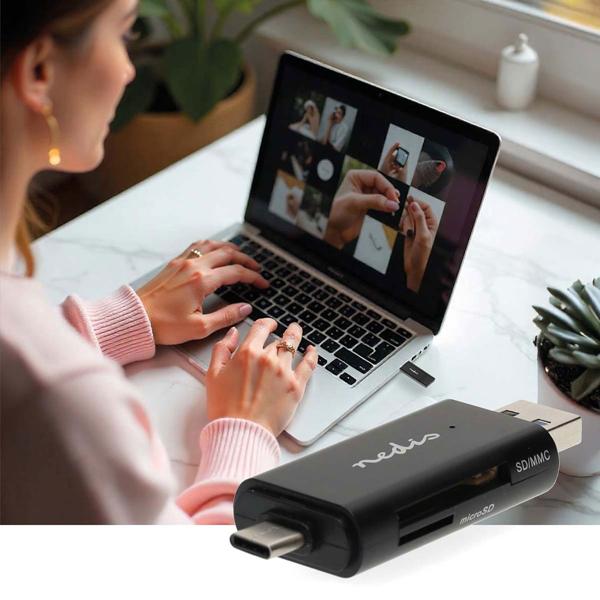 USB-C & USB-A Kartenleser Superspeed 3.2: Daten blitzschnell übertragen – Ein universeller 2-in-1 Reader für SD & microSD