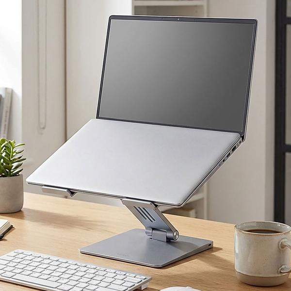 Universal Notebook-Ständer mit 8-Port-Dockingstation: ein ergonomischer Arbeitsplatz & aufgeräumter Schreibtisch für Büro & Homeoffice