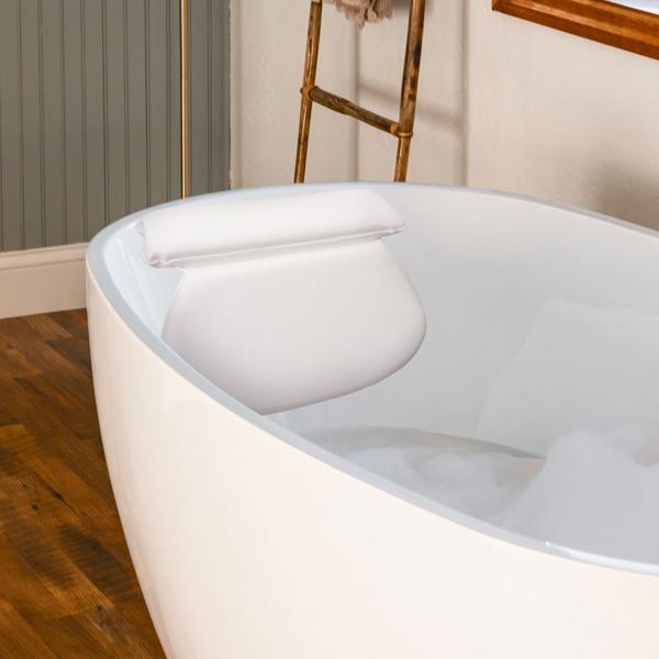 Bequemes Badewannen-Kissen mit 2 Kammern & Saugnäpfen (36x31x4cm, weiss) – Rücken-, Kopf- & Nacken-Support – ultimative Entspannung in der Badewanne