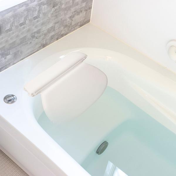 Bequemes Badewannen-Kissen mit 2 Kammern & Saugnäpfen (36x31x4cm, weiss) – Rücken-, Kopf- & Nacken-Support – ultimative Entspannung in der Badewanne