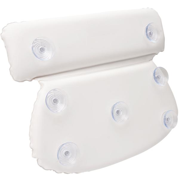 Bequemes Badewannen-Kissen mit 2 Kammern & Saugnäpfen (36x31x4cm, weiss) – Rücken-, Kopf- & Nacken-Support – ultimative Entspannung in der Badewanne