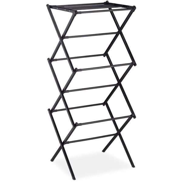 Effizienter Wäscheständer klappbar & ausziehbar, schwarz: Ein flexibler Wäscheturm mit 11 Stangen für schnelles Trocknen
