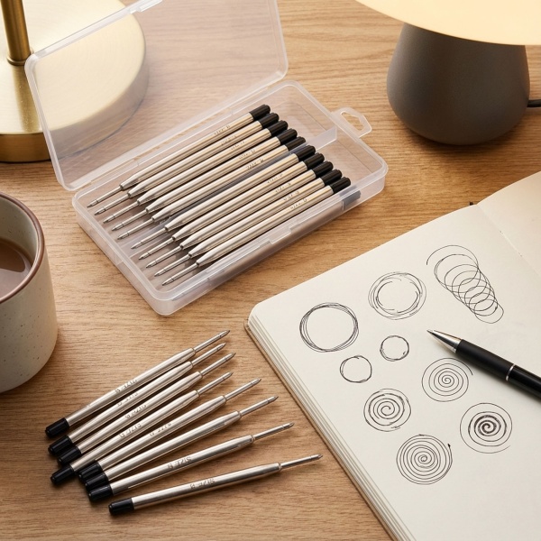 20er-Set Kugelschreiber-Minen in Minenstärke B, Schwarz – Universelle Ersatzminen für Kugelschreiber – Langlebig für Büro und Alltag