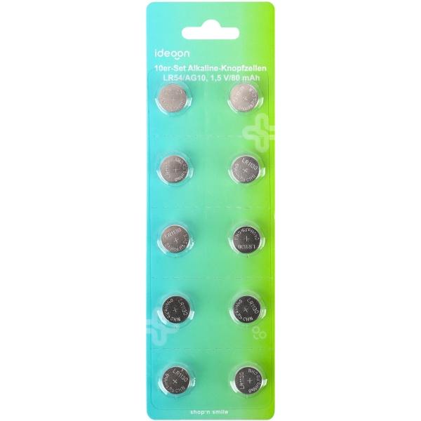 20er-Set Alkaline-Knopfzellen LR54 AG10, 1,5V 80 mAh, Quecksilber- und Cadmiumfrei – Zuverlässige Batterien für Uhren, Taschenrechner & Kleingeräte