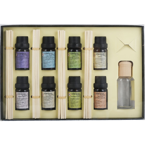 Raumparfüm-Set mit 8 Duftölen & 48 Rattan-Stäbchen