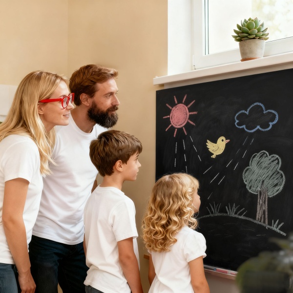 Selbstklebende Tafelfolie 60x200cm inkl. 5 Kreiden & Reinigungspad – Wandfolie als Kreidetafel & Memoboard für Küche, Kinderzimmer & Büro