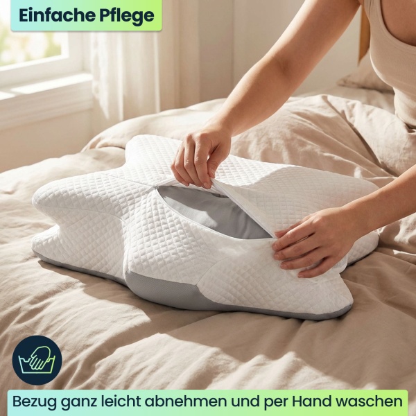 Premium Memory Foam Kopfkissen für Seiten-, Rücken- und Bauchschläfer - Ergonomisches Nackenkissen mit waschbarem Bezug für guten Schlaf