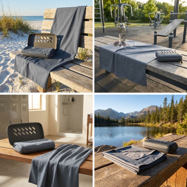 Microfaser Handtuch 200x100 cm in Anthrazit, grosses Sporthandtuch schnelltrocknend & ultraleicht, Reisehandtuch inklusive Aufbewahrungsbox