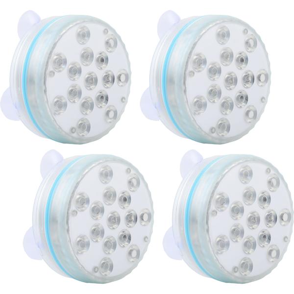 4er-Set Multicolor-LED-Unterwasserleuchte, mit Fernbedienung - Wasserdichte Pool Beleuchtung mit starken Saugnäpfen – Deko für Badewanne, Teich, Aquarium