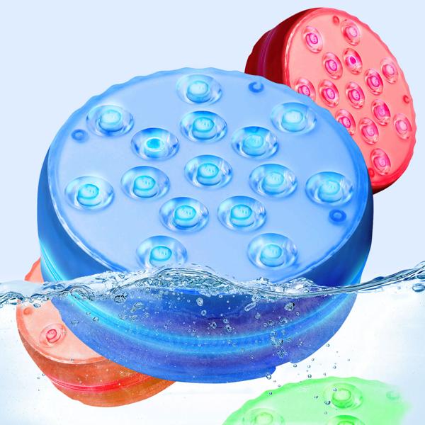 8er-Set Multicolor-LED-Unterwasserleuchte, mit Fernbedienung - Wasserdichte Pool Beleuchtung mit starken Saugnäpfen – Deko für Badewanne, Teich, Aquarium