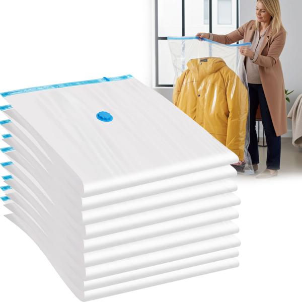 9er-Set platzsparende Vakuumbeutel XL, 80 x 120 cm, Kompression mit dem Staubsauger, Aufbewahrungssäcke, Kleiderbeutel ohne Staub oder Falten 