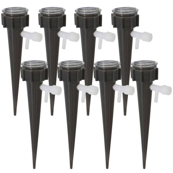 Tropfbewässerungssystem für PET-Flaschen 8-tlg. - automatische Pflanzenbewässerung im Urlaub & Alltag - integrierte Regulierung, schwarz-weiss