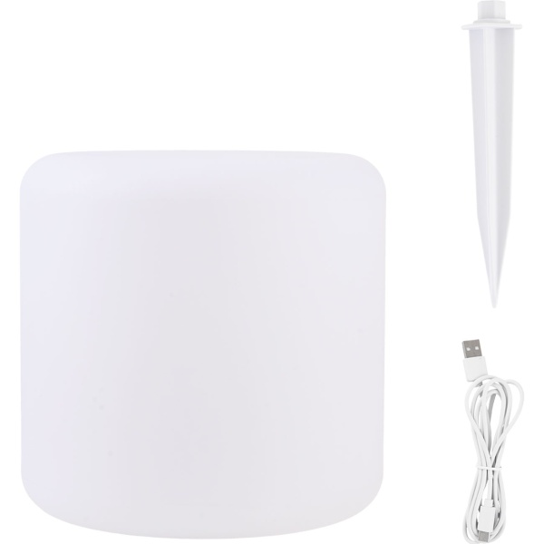 2er-Set Moderne LED Solar Zylindrische Tischlampe & Gartenleuchte mit Erdspiess, RGBW Farbwechsel, USB aufladbar, IP44 wetterfest 