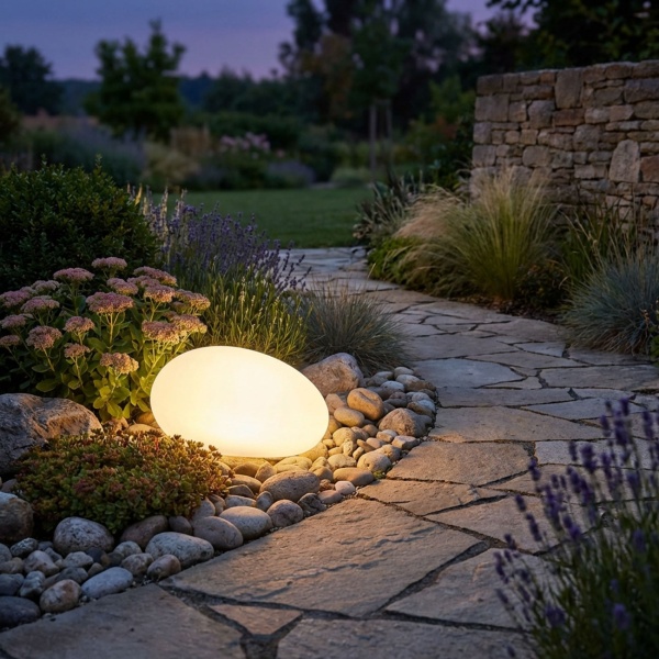 Edler LED Solarstein Gartenleuchte IP44: Dekostein mit Farbwechsel & Erdspiess, warmweiss & bunt, wetterfester Solar Strahler, 22,4cm