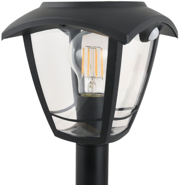 2er-Set Solar-LED-Gartenlaterne mit PIR Bewegungssensor 90° & 6m Reichweite, IP44 Wasserfest, E27 Filament Lampe, 3 Modi, 111,5 cm, Aussenleuchte