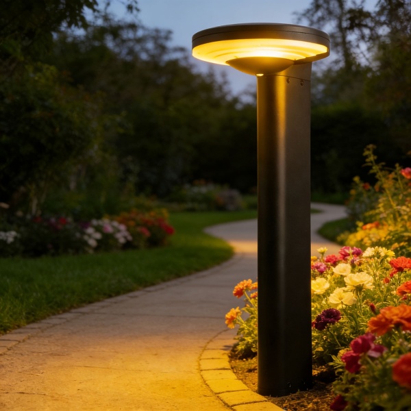 6er-Set Premium Solar Säulen-Wegeleuchte aus Aluminium in Schwarz, 300lm helle SMD-LEDs, Dämmerungssensor & 2 Leuchtmodi, wetterfeste Gartenlampe modern