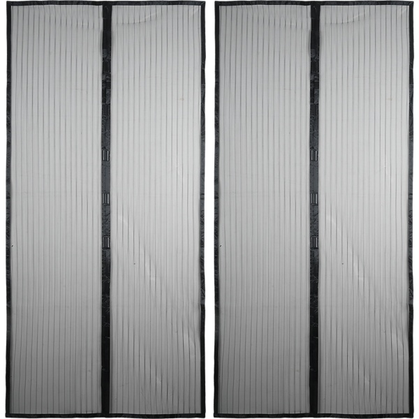 2er-Set Magnet Insektenschutz Türvorhang 100x210 cm für Balkon & Terrasse, Fliegengitter ohne Bohren mit Klettband, Fliegenvorhang Schwarz Mesh