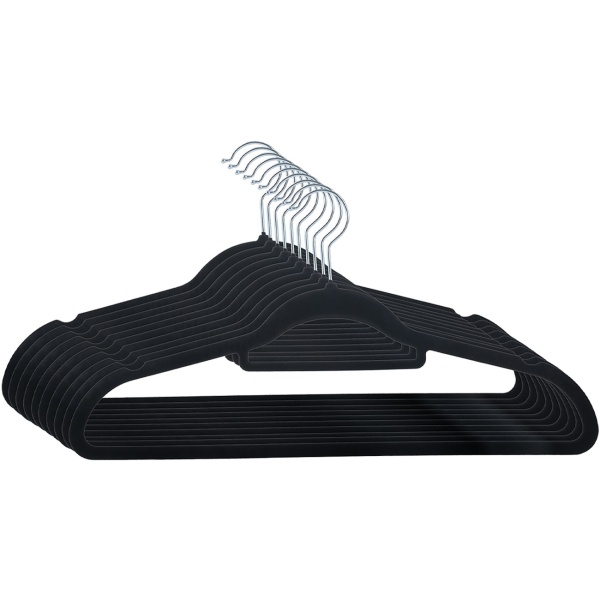 Premium Kleiderbügel, 10er-Set, mit 360 Grad drehbarem Haken, Antirutsch Beschichtung und extra Halter für Krawatten, Gürtel oder Schals, Platzsparend