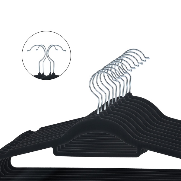 Premium Kleiderbügel, 10er-Set, mit 360 Grad drehbarem Haken, Antirutsch Beschichtung und extra Halter für Krawatten, Gürtel oder Schals, Platzsparend