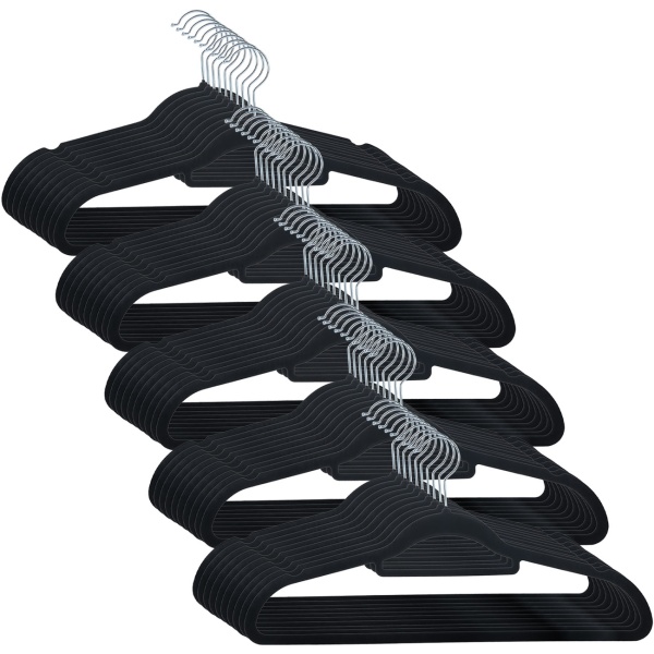 Premium Kleiderbügel, 50er-Set, mit 360 Grad drehbarem Haken, Antirutsch Beschichtung und extra Halter für Krawatten, Gürtel oder Schals, Platzsparend