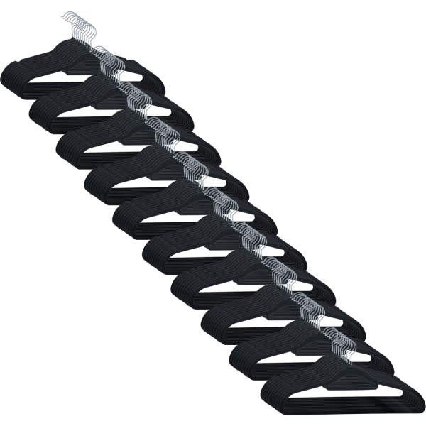 Premium Kleiderbügel, 100er-Set, mit 360 Grad drehbarem Haken, Antirutsch Beschichtung und extra Halter für Krawatten, Gürtel oder Schals, Platzsparend