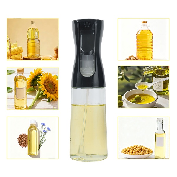 2er-Set Premium Öl Sprüher & Essig Zerstäuber aus Glas je 200ml – Ideal für Heissluftfritteuse, Salate & Grillen – Edle Sprühflasche 6x20cm für eine gesunde Küche im Alltag