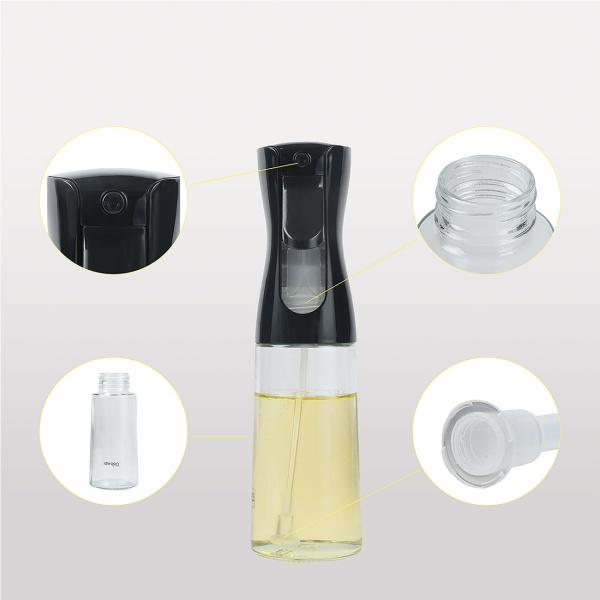 2er-Set Premium Öl Sprüher & Essig Zerstäuber aus Glas je 200ml – Ideal für Heissluftfritteuse, Salate & Grillen – Edle Sprühflasche 6x20cm für eine gesunde Küche im Alltag