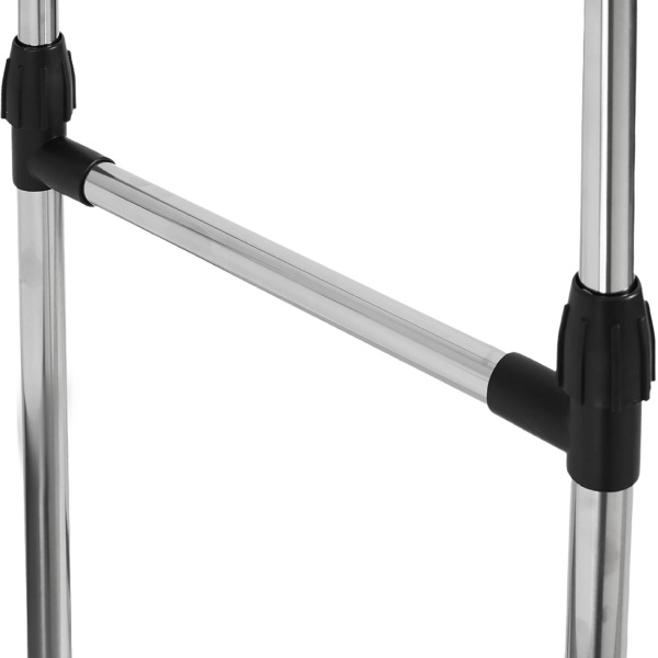 Mobiler Kleiderständer mit Doppel-Kleiderstange, ausziehbar & höhenverstellbar - Garderobenständer mit Rollen, Schuhablage und seitlichen Hängeflügeln