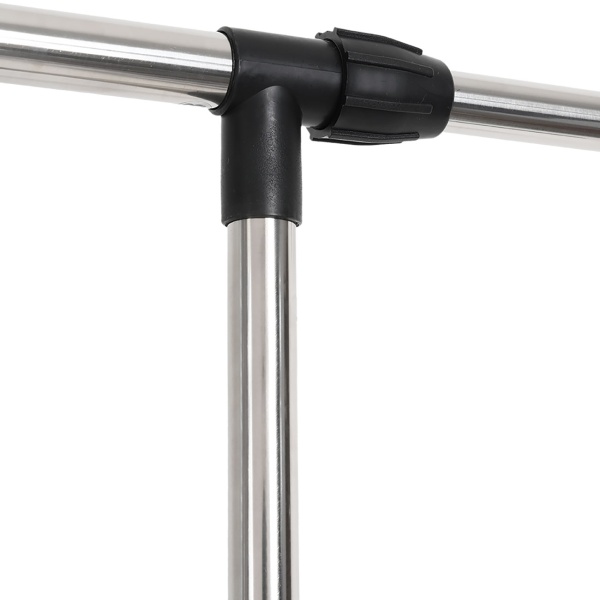 Mobiler Kleiderständer mit Doppel-Kleiderstange, ausziehbar & höhenverstellbar - Garderobenständer mit Rollen, Schuhablage und seitlichen Hängeflügeln