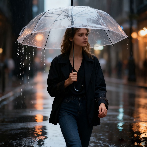 2er-Set Transparenter Regenschirm mit Automatik, 85 cm Durchmesser, klarer Glockenschirm für Damen & Herren, robuster Stockschirm mit Einhand-Öffnung