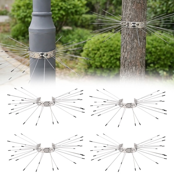 Effektiver Marder-Abwehrgürtel 4er Set aus Edelstahl, Kletterschutz für Regenrohre und Bäume, Abwehr gegen Waschbären & Katzen, leichte Montage