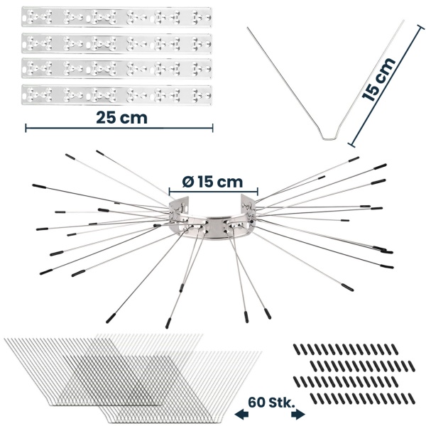Effektiver Marder-Abwehrgürtel 4er Set aus Edelstahl, Kletterschutz für Regenrohre und Bäume, Abwehr gegen Waschbären & Katzen, leichte Montage