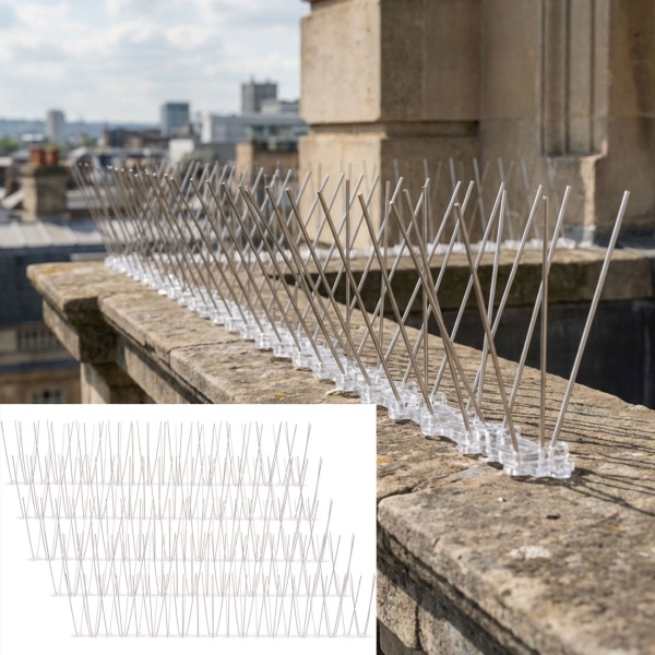 Effektive 10er-Set Taubenabwehr Spikes, 3-reihig Edelstahl, 5m - individuell anpassbar - Robuste Abwehr-Spitzen für optimalen Vogelschutz