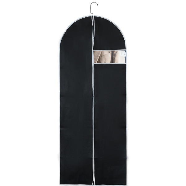 2er-Set Kleiderschutzhüllen Schwarz mit Reissverschluss und Sichtfenster Kleidersack für Anzüge Kostüme Kleider Schutzhülle mit Kleiderbügelöffnung