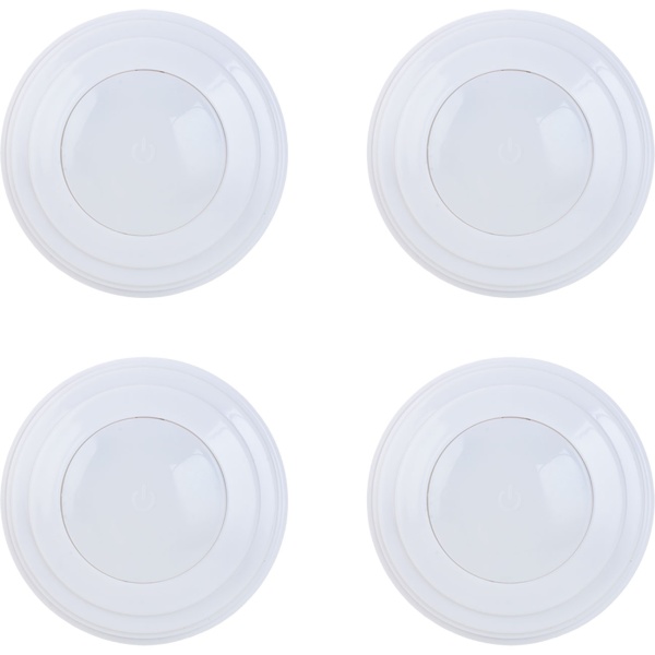 4er-Set LED Push-Lichter mit Fernbedienung: 12 Farben, Farbewechsel - Klebe-Leuchten für Schrank, Regale, Vitrine - Nachtlicht dimmbar mit Timer