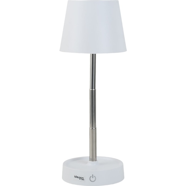 2er-Set Edle LED Tischleuchte dimmbar & aufladbar: Akku Nachttischlampe modern, Höhe verstellbar, warmweiss - kabellose Leselampe in Edelstahl-Design