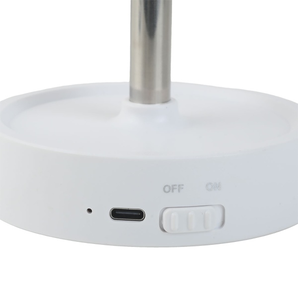 2er-Set Edle LED Tischleuchte dimmbar & aufladbar: Akku Nachttischlampe modern, Höhe verstellbar, warmweiss - kabellose Leselampe in Edelstahl-Design