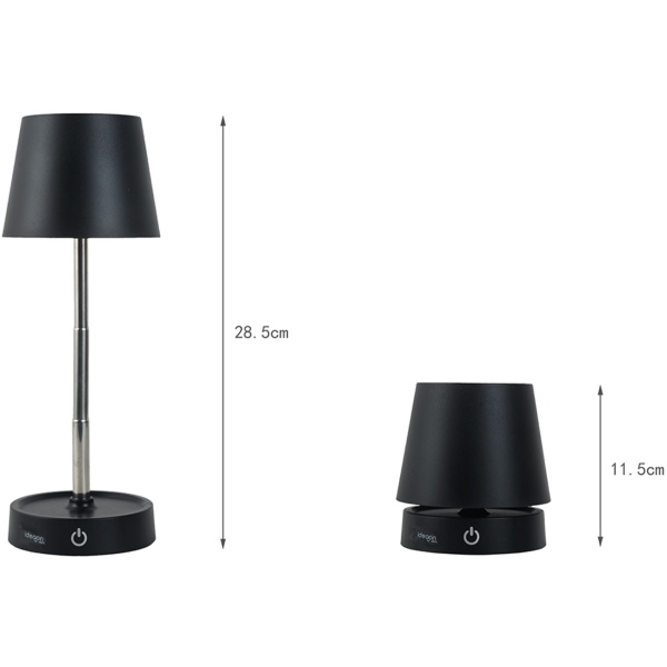 2er-Set Edle LED Tischleuchte dimmbar & aufladbar: Akku Nachttischlampe modern, Höhe verstellbar, warmweiss - kabellose Leselampe in Edelstahl-Design
